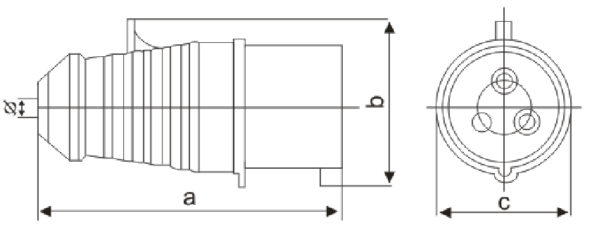 工業插頭-013-4的尺寸圖示 工業插頭-013-4的尺寸圖示