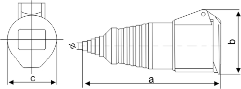 電纜保護連接器-213L-4產品尺寸圖