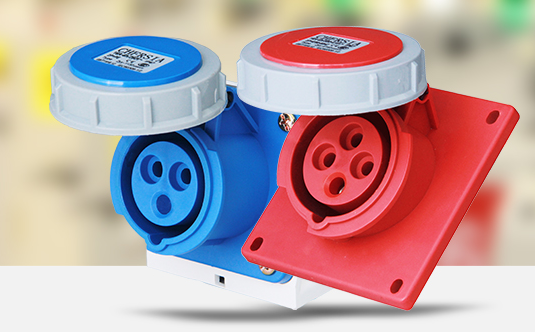 遠亞紅色和藍色防水插座圖片